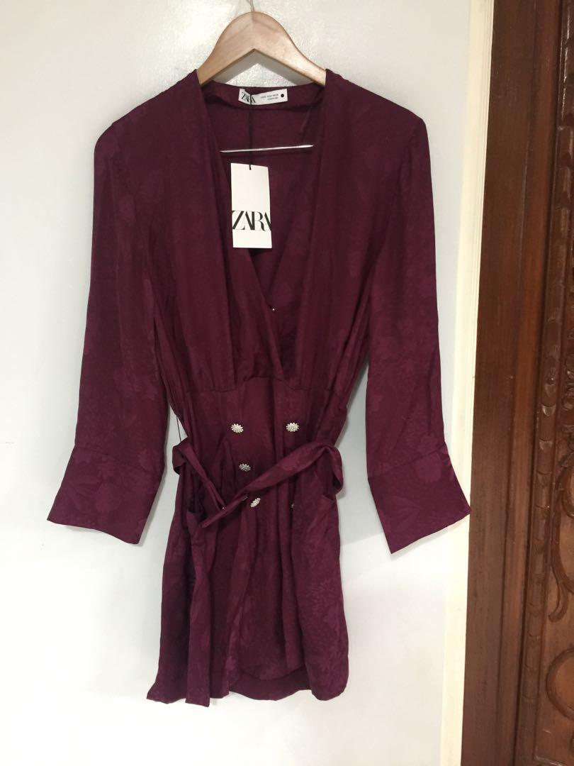 Zara jacquard dress with belt, Women's