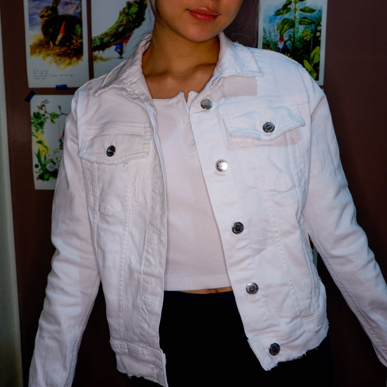zara white denim jacket