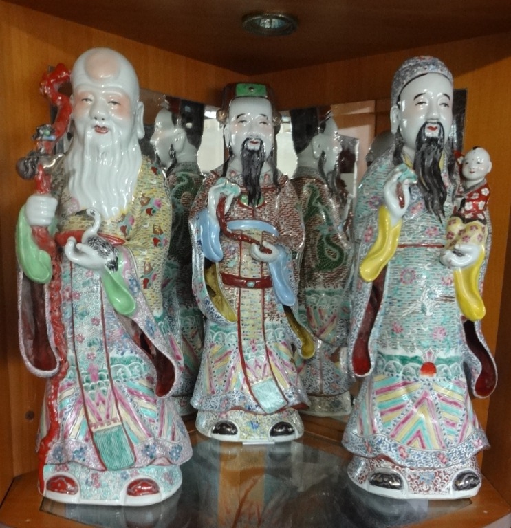A133--56 cm. 福建会馆粉彩福禄寿三星只售SGD 5500.00, Hobbies & Toys, Memorabilia &  Collectibles, Vintage Collectibles on Carousell