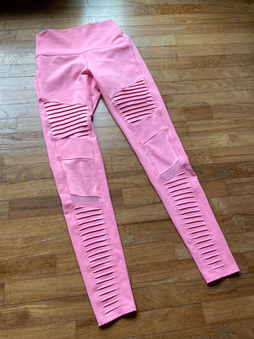 High Waist Moto Leggings In Macaron Pink