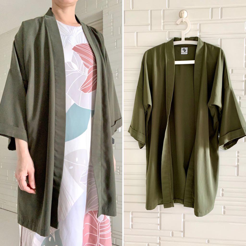 Olive green kimono cardigan hotsell