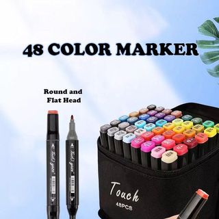 ARTIFY 48 Basic Colors Art Markers, Fine & Broad Dual Tips Professional  Artist Markers in Case, Drawing Marker Set