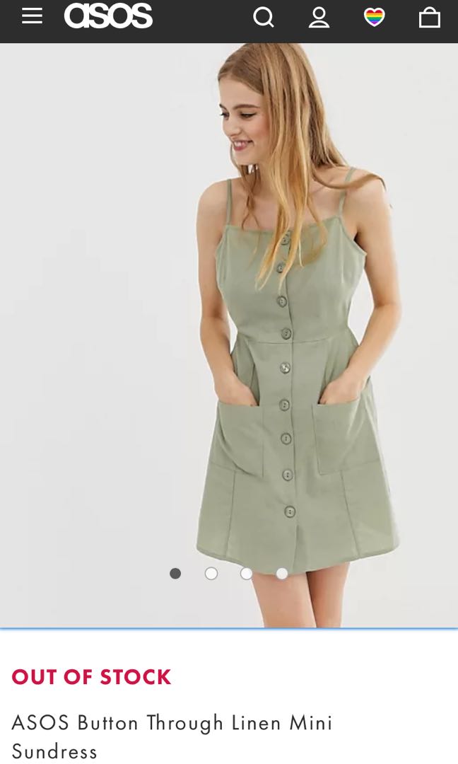 Asos Button Through Linen Mini Sundress Women S Fashion Dresses Sets Dresses On Carousell
