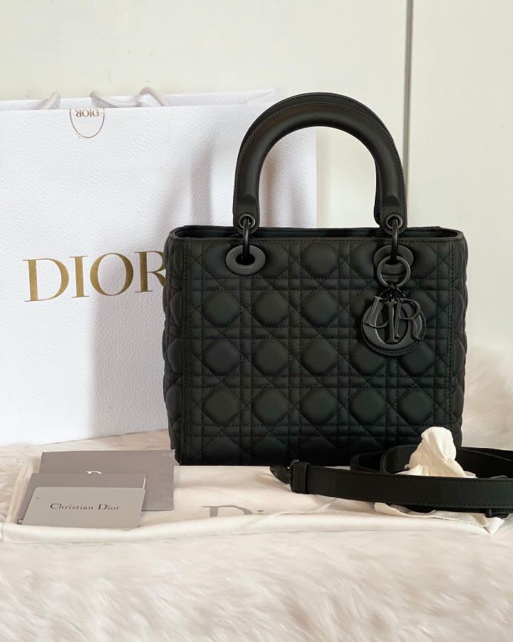 TÚI Dior Mini Lady Dior Bag Black Ultramatte Cannage Calfskin