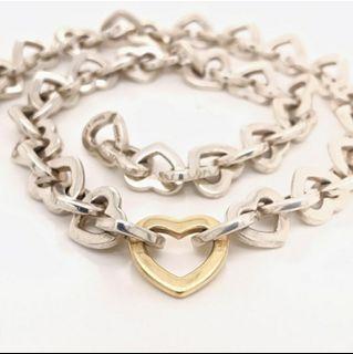 Authentic Tiffany and Co Two Tone Heart Link Necklace
