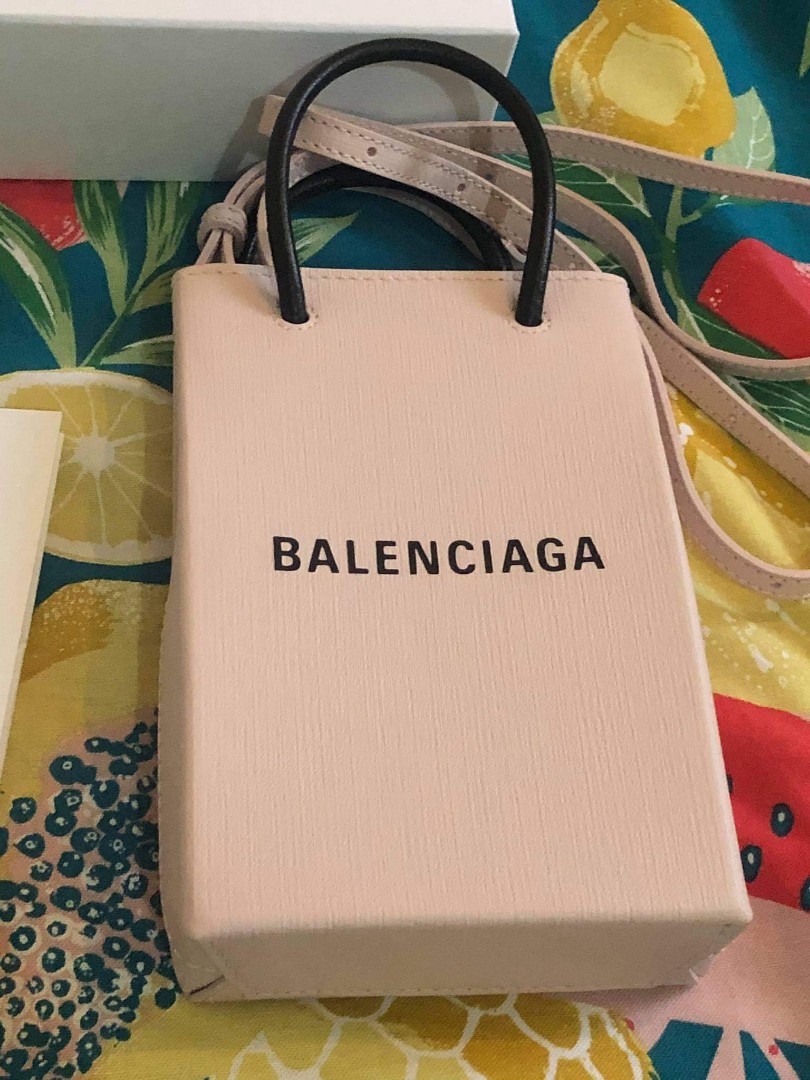 Balenciaga Shopping Phone Holder Bag in Lilac  Black  FWRD