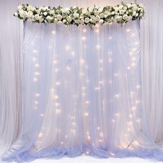 Blue Tulle Curtain Backdrop Rental (Suitable for Wedding / Birthday / Solemnisation / Photobooth)