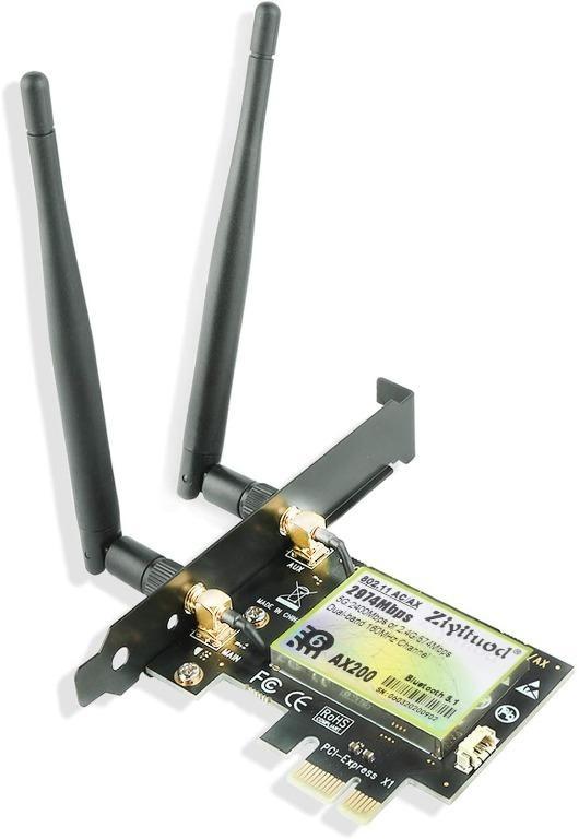 WiFi 6E 5400Mbps Tri-band PCIE WiFi Card for Windows 11, 10 64bit and Linux  Kernel 5.1 Desktop PCs, 2.4GHz 574Mbps, 5GHz 2400Mbps and 6GHz 2400Mbps