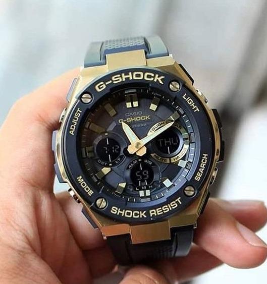 Casio G Shock GST S100G 1A G Steel Black Gold Solar Watch