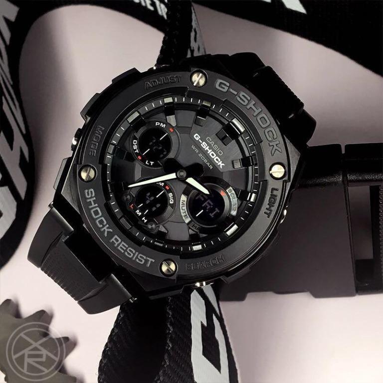 Casio G Shock GST S100G 1B G Steel Full Black Solar Watch Men s