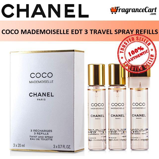 BLEU DE CHANEL PARIS EAU DE PARFUM POUR HOMME Travel Spray and 2 Refills  20ml. x3