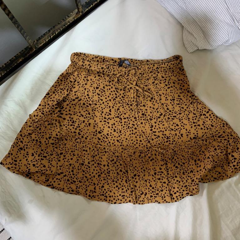 Orange leopard mini sales skirt