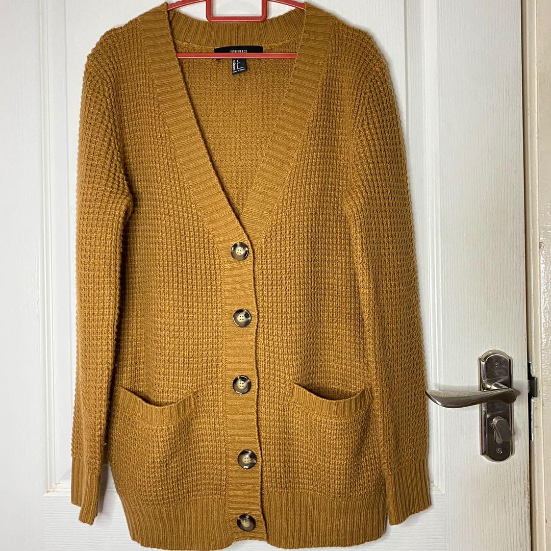 Forever 21 Mustard Cardigan knit Women s Fashion Coats Jackets