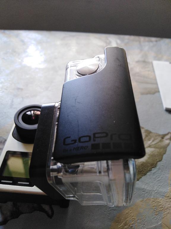 go pro hero 4 camera (Category: Cameras) located in Makati City. Submitted by chamarket.2022 (Listing ID 1093076594, Image 2). Description: Pre-loved Go pro hero 4 camera with complete original accessories and box. No SD card included. Decluttering items that were not used for more than 1 year thus decided to sell this for others to enjoy. Accessories are complete and original. Minor issues but doesn't affect performance: 1. small crack on top of