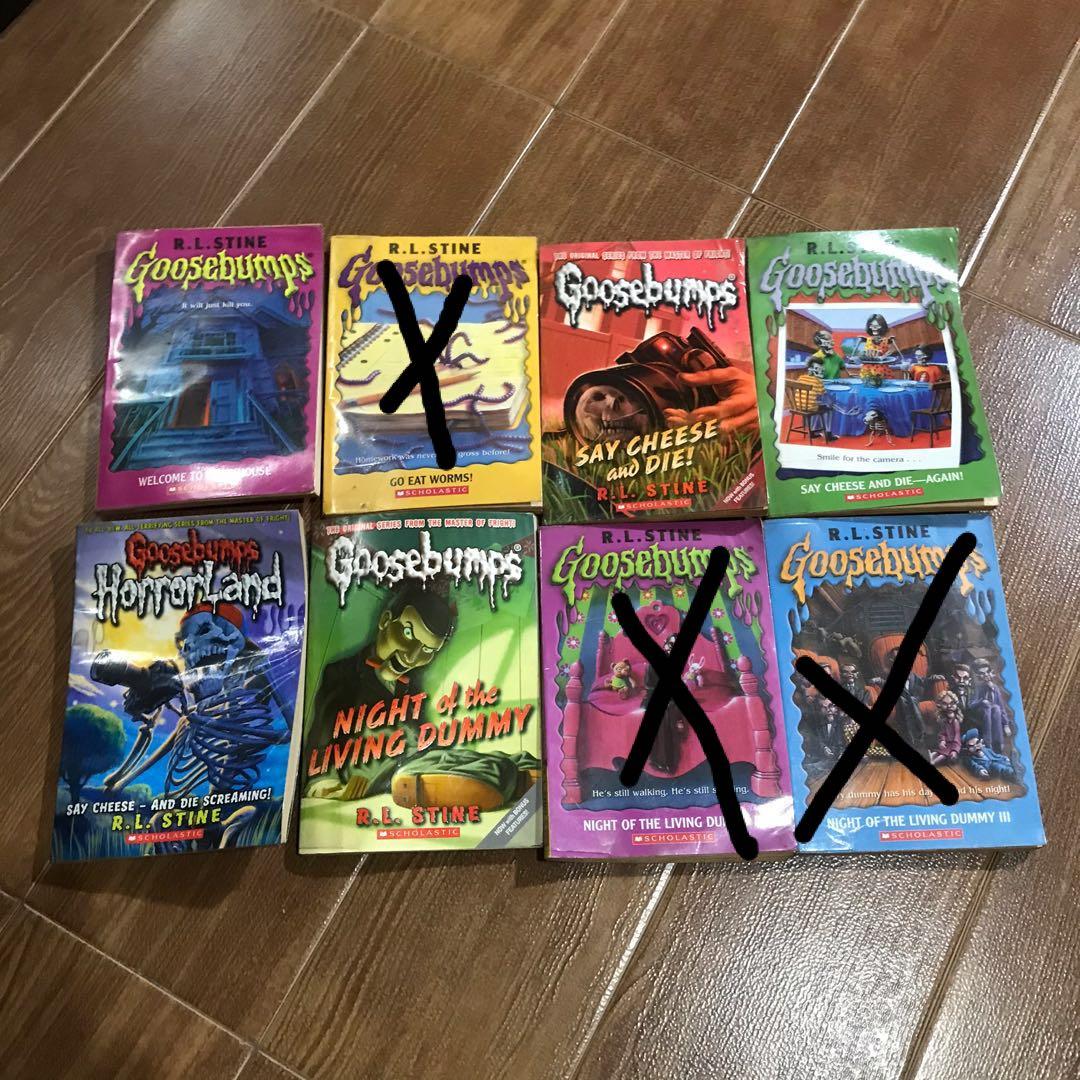 Goosebumps books (Category: Storybooks) located in Quezon City. Submitted by notabbie (Listing ID 1021395240, Image 1). Description: ✨ Say Cheese and Die ✨ Welcome to Dead House ✨Night of the Living Dummy 1 ✨ 200 each ✨plastic covered.