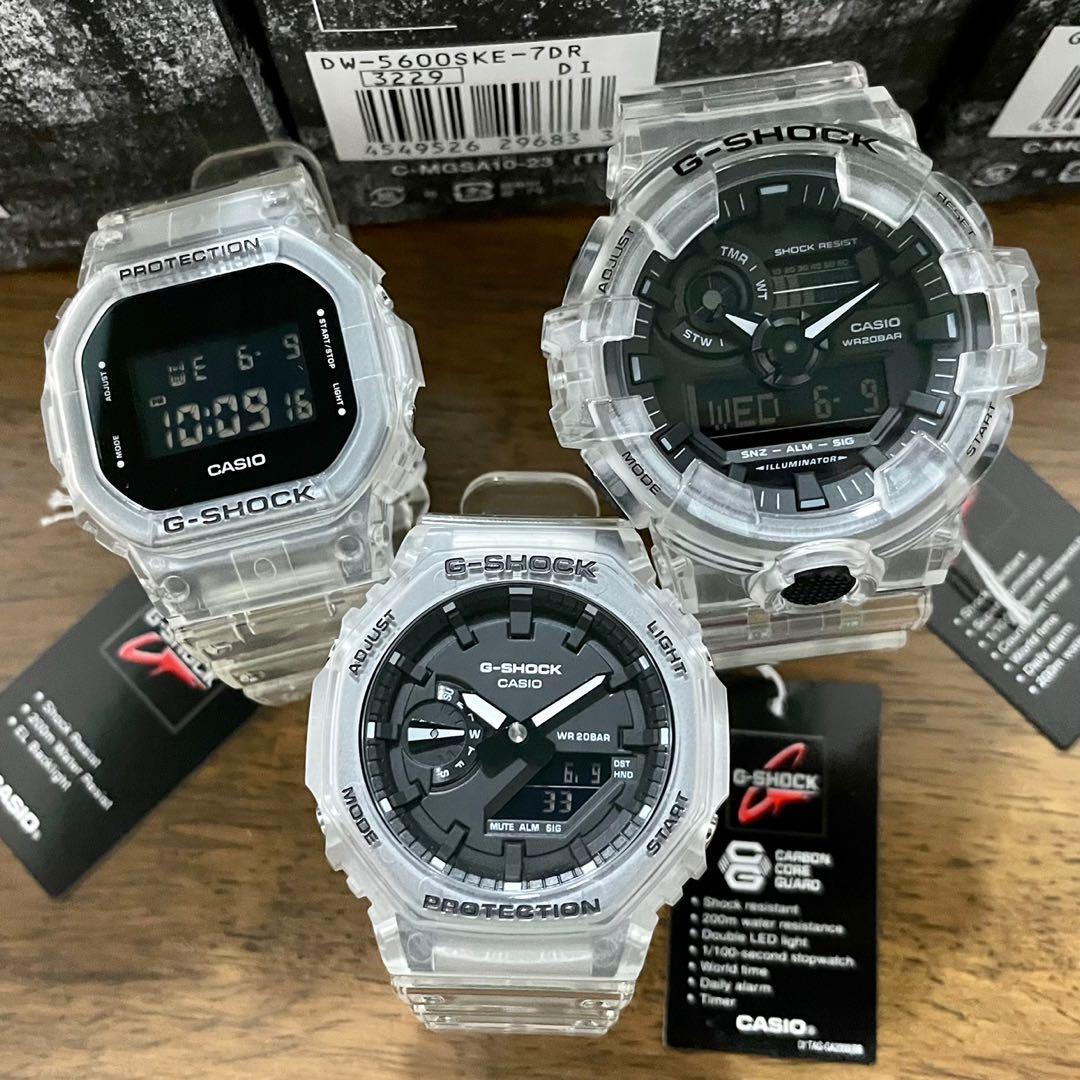 G Shock Transparent Pack Clear Jelly Strap Skeleton Blackout Inverted LCD Watch Casio GShock 2021 CasiOak Carbon Core Guard DW 5600SKE GA 2100SKE