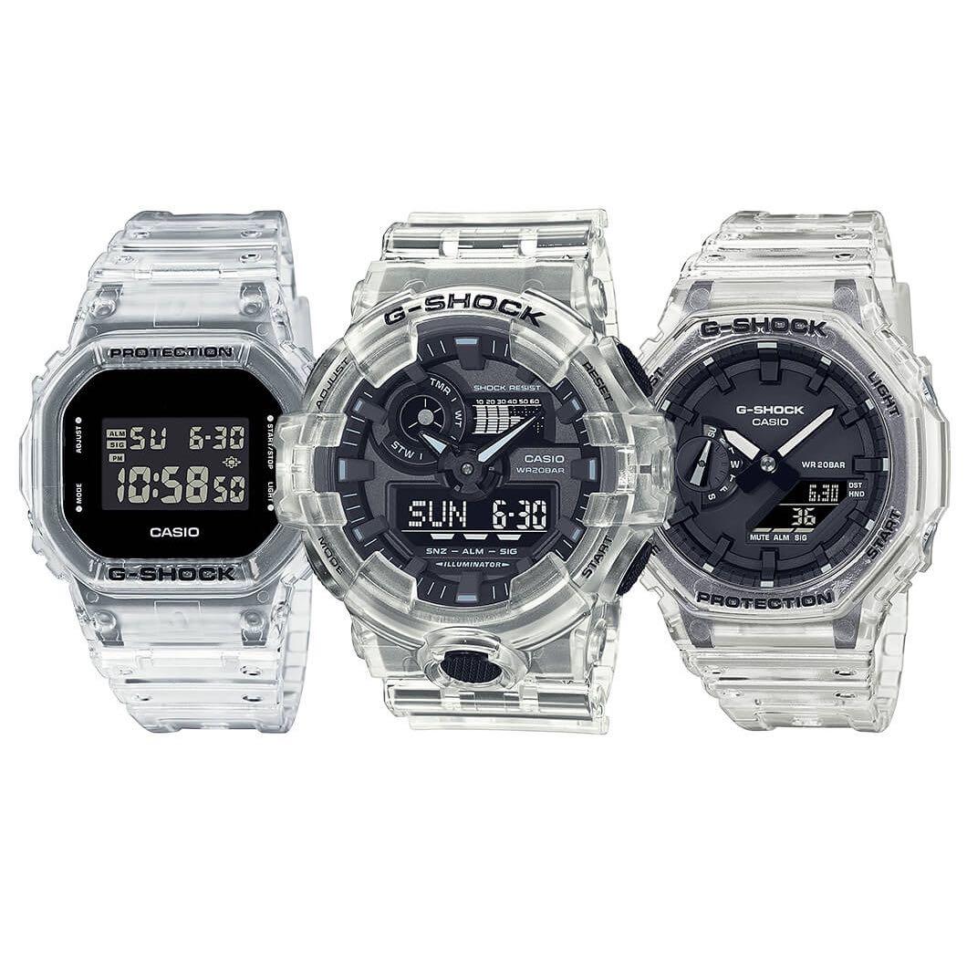 G Shock Transparent Pack Clear Jelly Strap Skeleton Blackout Inverted LCD Watch Casio GShock 2021 CasiOak Carbon Core Guard DW 5600SKE GA 2100SKE