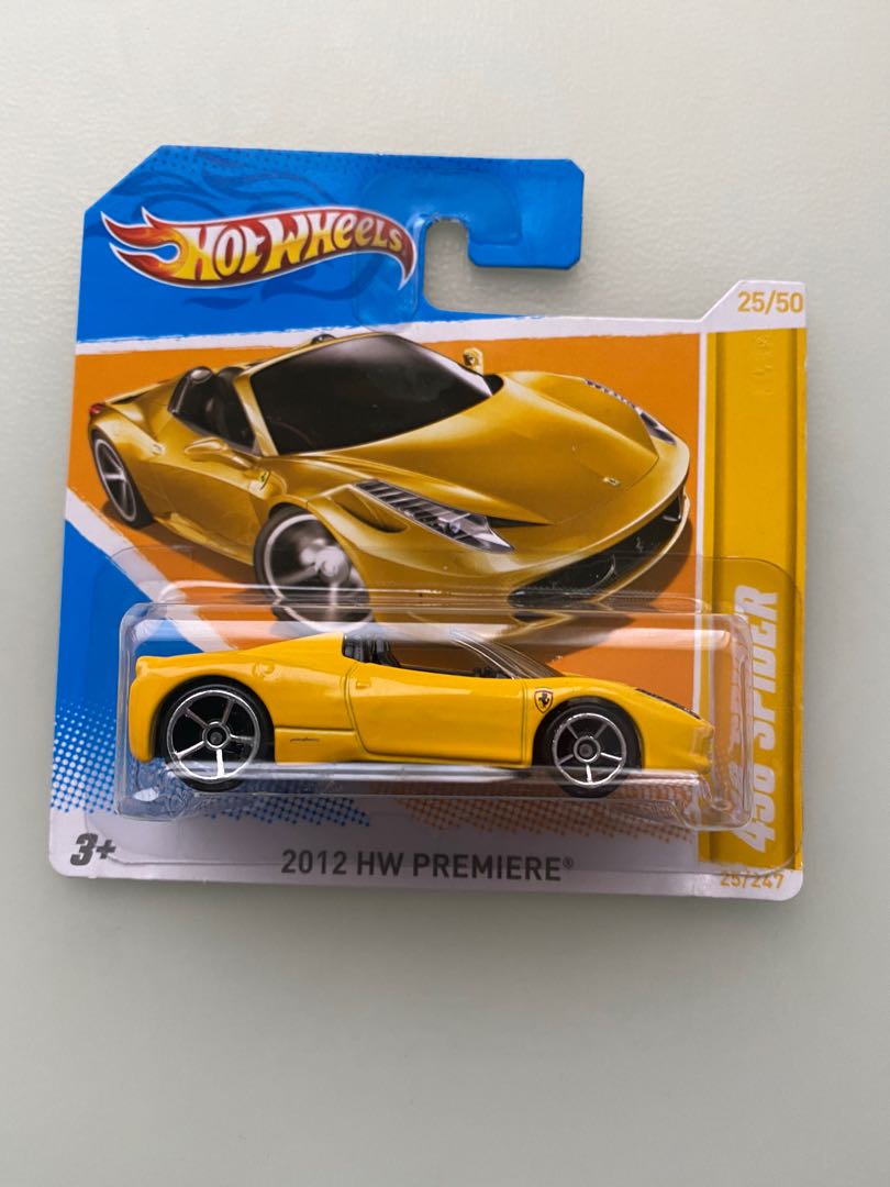 Hot Wheels hotwheels ferrari 458 spider short card toy car 法拉利