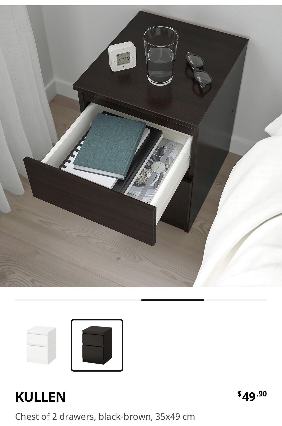 IKEA Kullen Chest of 2 drawers in BlackBrown, Furniture & Home Living, Furniture, Shelves