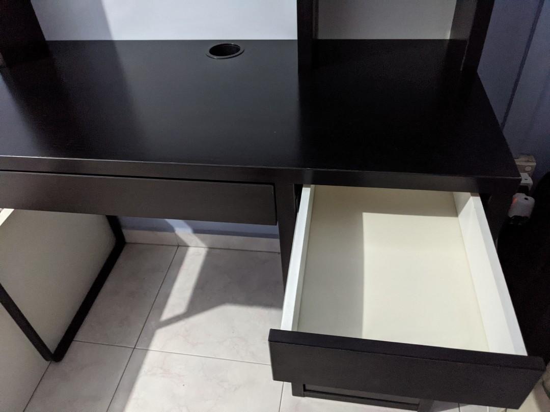 Ikea MICKE desk with shelf and whiteboard, Furniture & Home Living