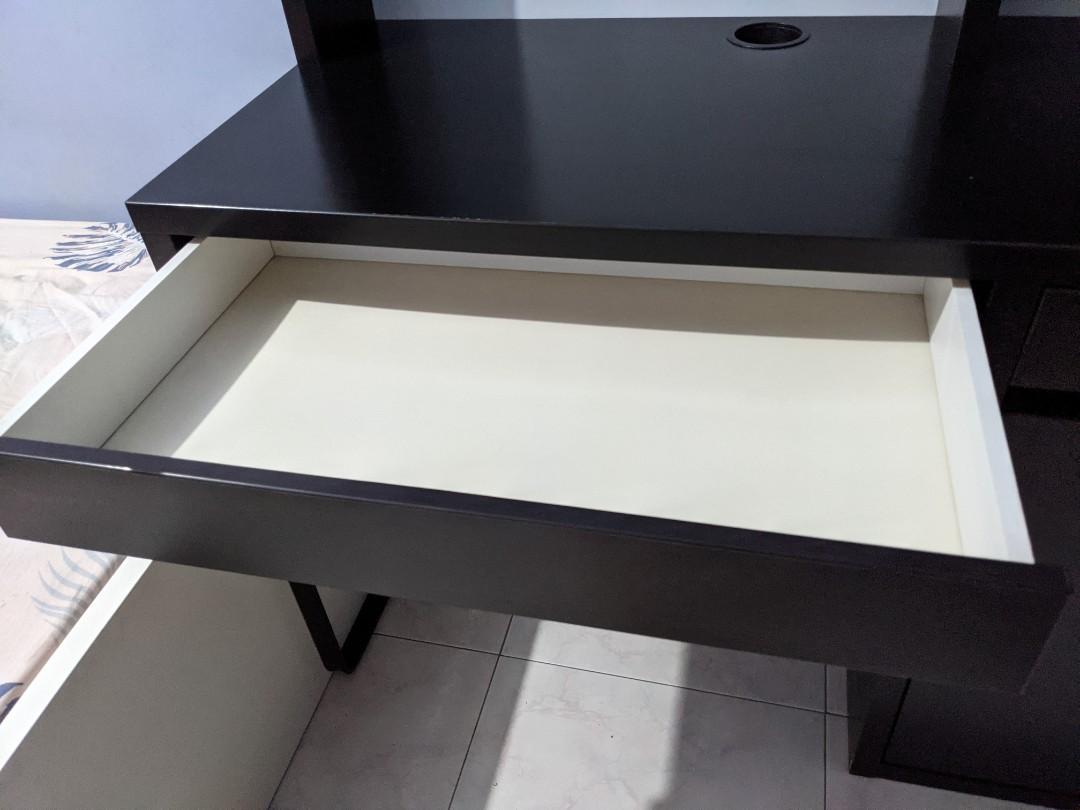 Ikea MICKE desk with shelf and whiteboard, Furniture & Home Living