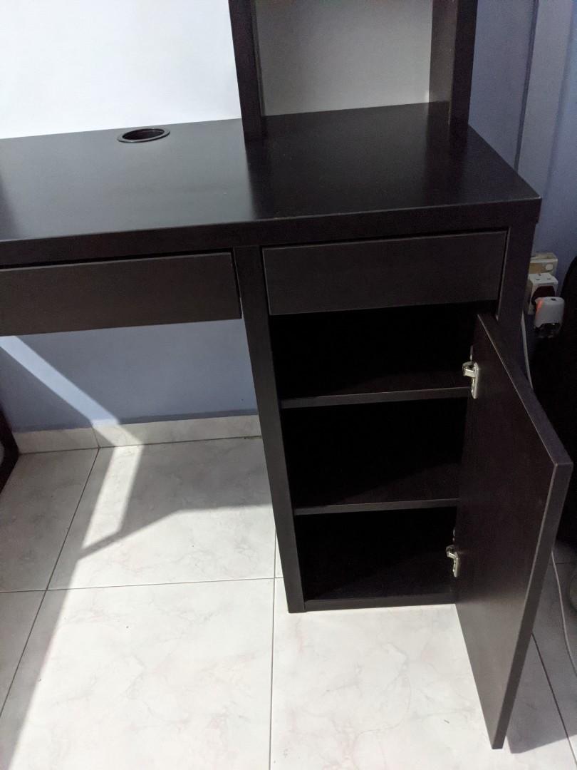 Ikea MICKE desk with shelf and whiteboard, Furniture & Home Living