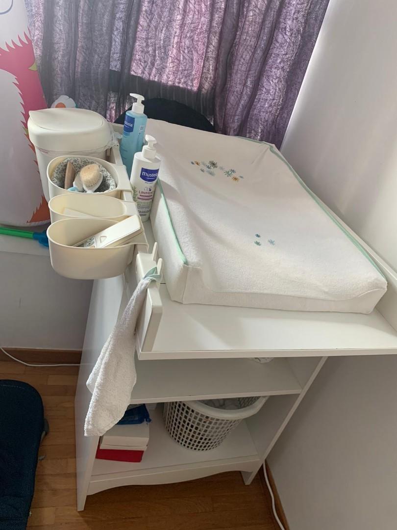IKEA SMAGORA baby changing table with mat + accessories, Babies
