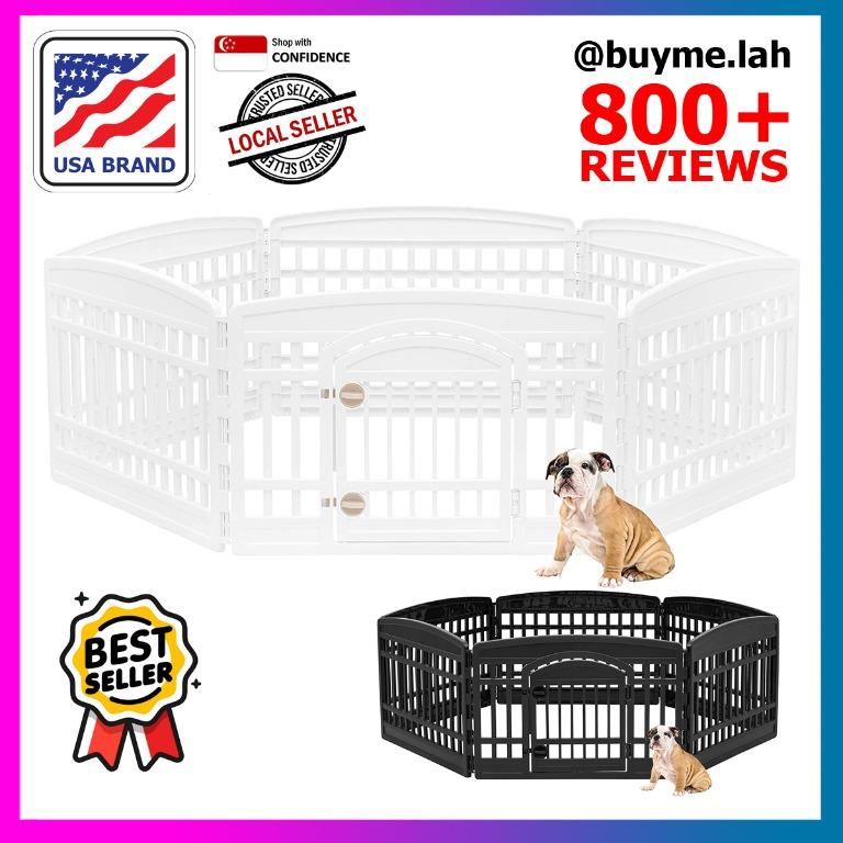 Dogs IRIS USA 24 6 Panel Exercise Pet Playpen with Door Doors, Gates