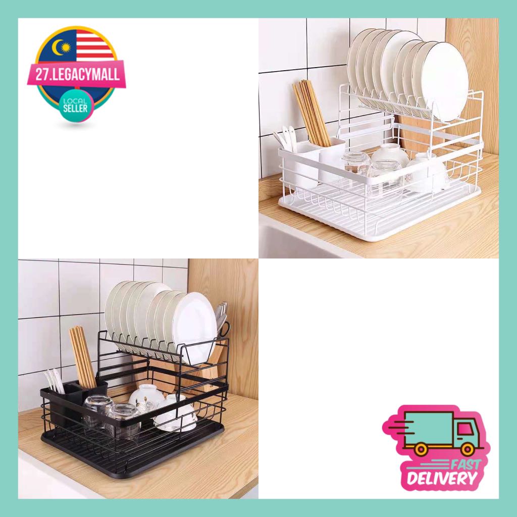 Japanese Style Minimalist Double Layer Dish Rack Dish Drainer ...