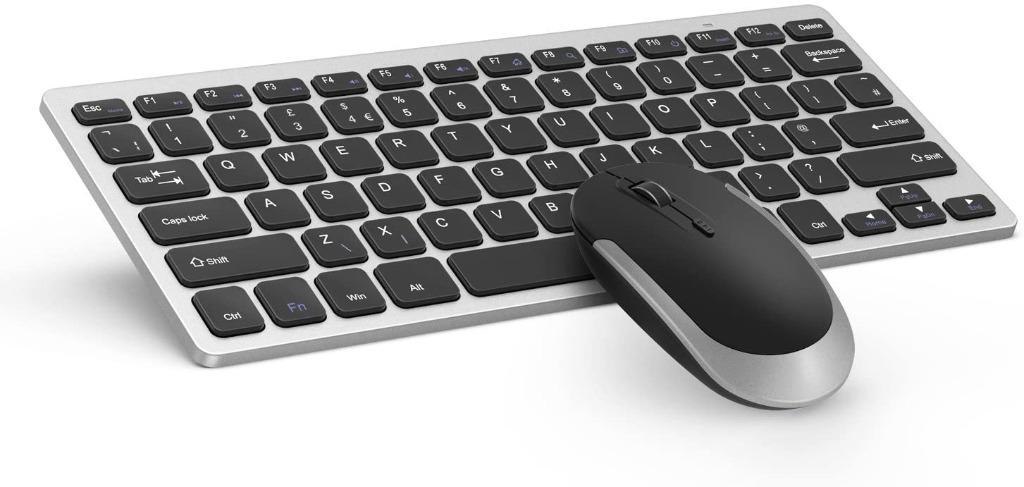 Keyboard And Mouse Set Ultra Slim Jelly Comb Kut019 2 4g Compact Wireless Keyboard Mouse Combo Qwerty Uk Layout For Pc Desktop Computer Notebook Laptop Black And Silver Computers Tech Parts