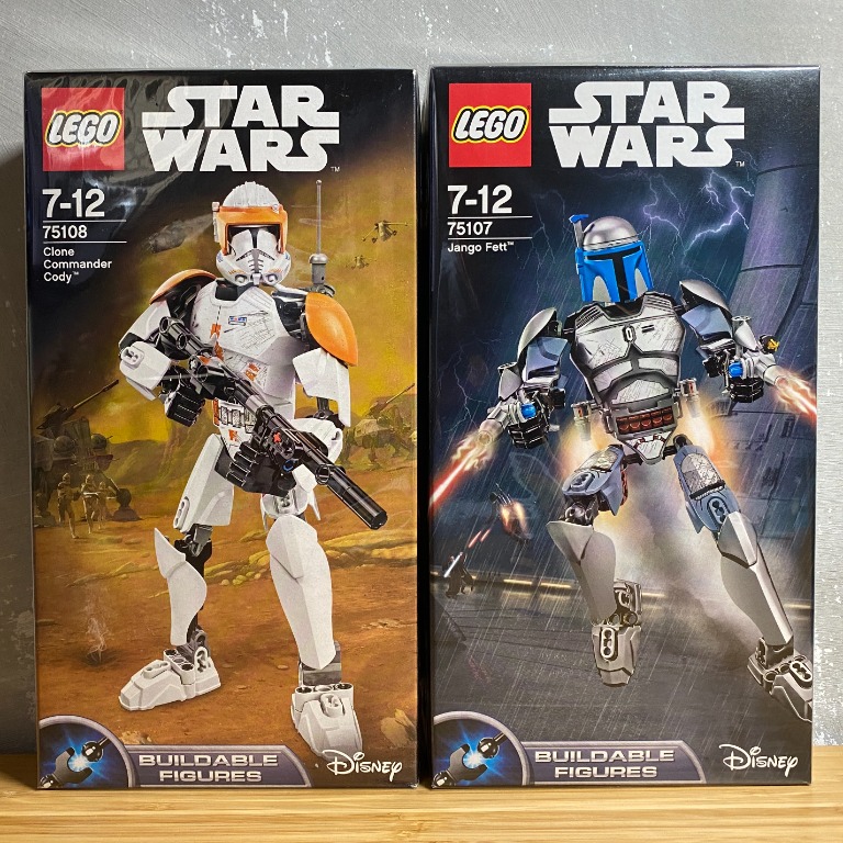 Lego Star Wars buildable figures 75108 Clone Commander Cody 75107 Jango Fett