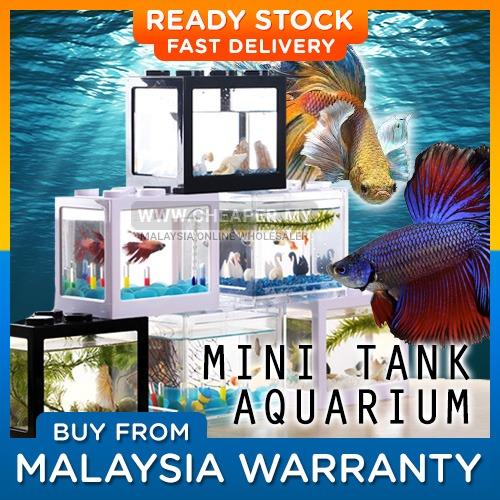 ⭐LOCAL STOCK⭐Fighting Fish Mini Aquarium Fighting Cylinder LED Building  Block Fish Tank Spider Fish Sea Ikan Breeding