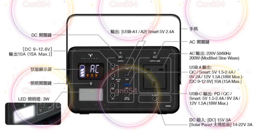 Maxpower 牛魔王 EG6000 60000mAh 流動 AC 戶外野外發電機 外置備用交流電源 現貨行貨保用一年 200W ...