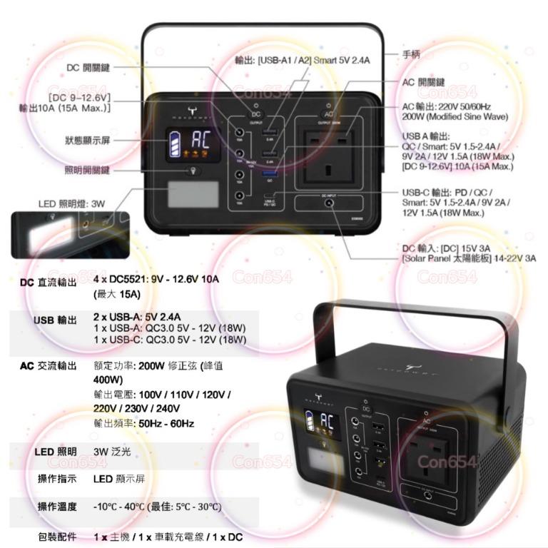 Maxpower 牛魔王 EG6000 60000mAh 流動 AC 戶外野外發電機 外置備用交流電源 現貨行貨保用一年 200W ...