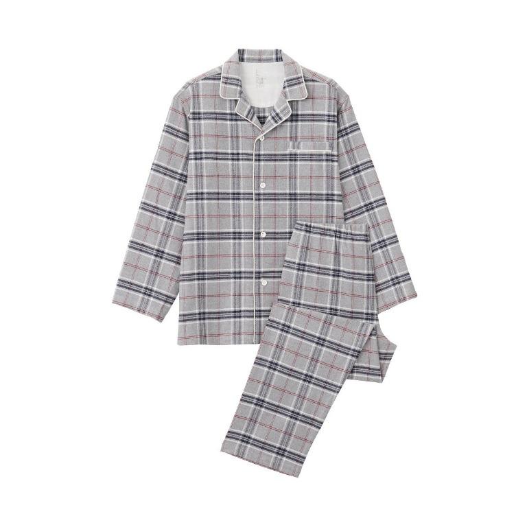 MUJI Side Seamless Flannel Pajama, Men's Fashion, Tops Sets