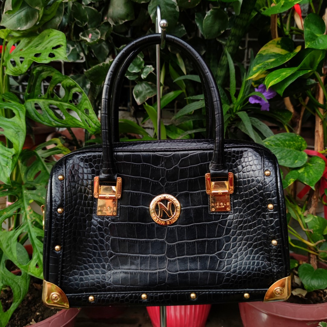 Nicole Miller New York Black Leather Shoulder Handbag Purse on eBid United  States | 218538992