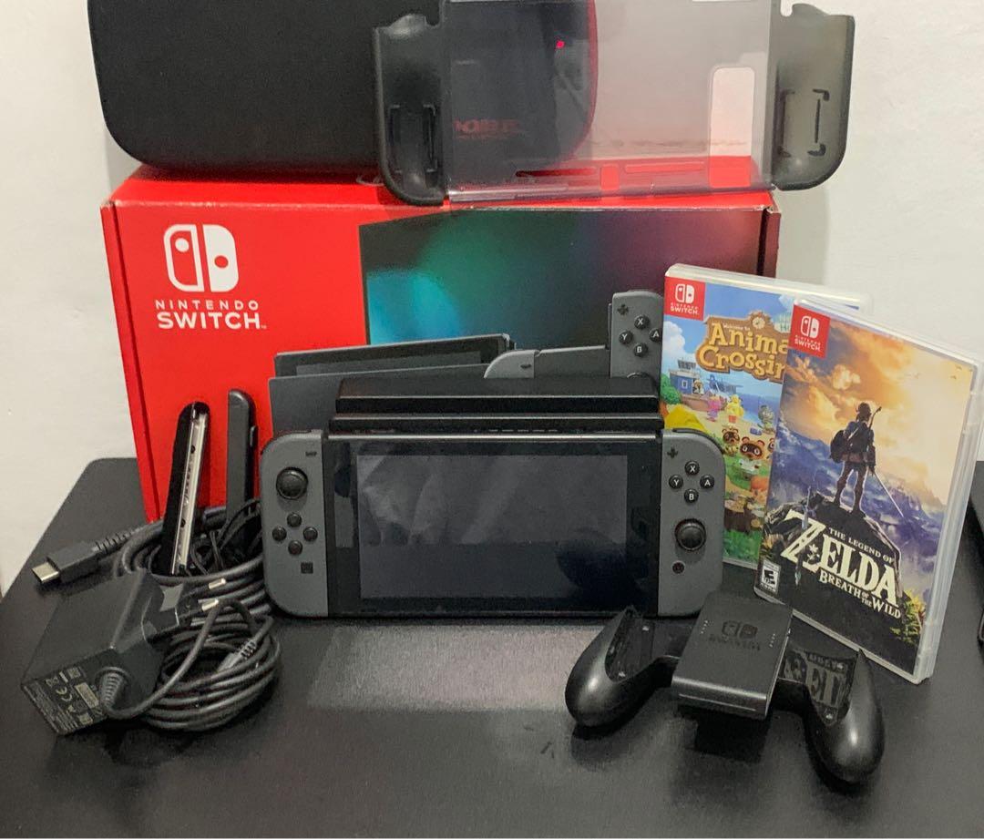 Nintendo Switch V2 In Gray Grey Bundle With Botw Acnh Video Gaming Video Game Consoles Nintendo On Carousell