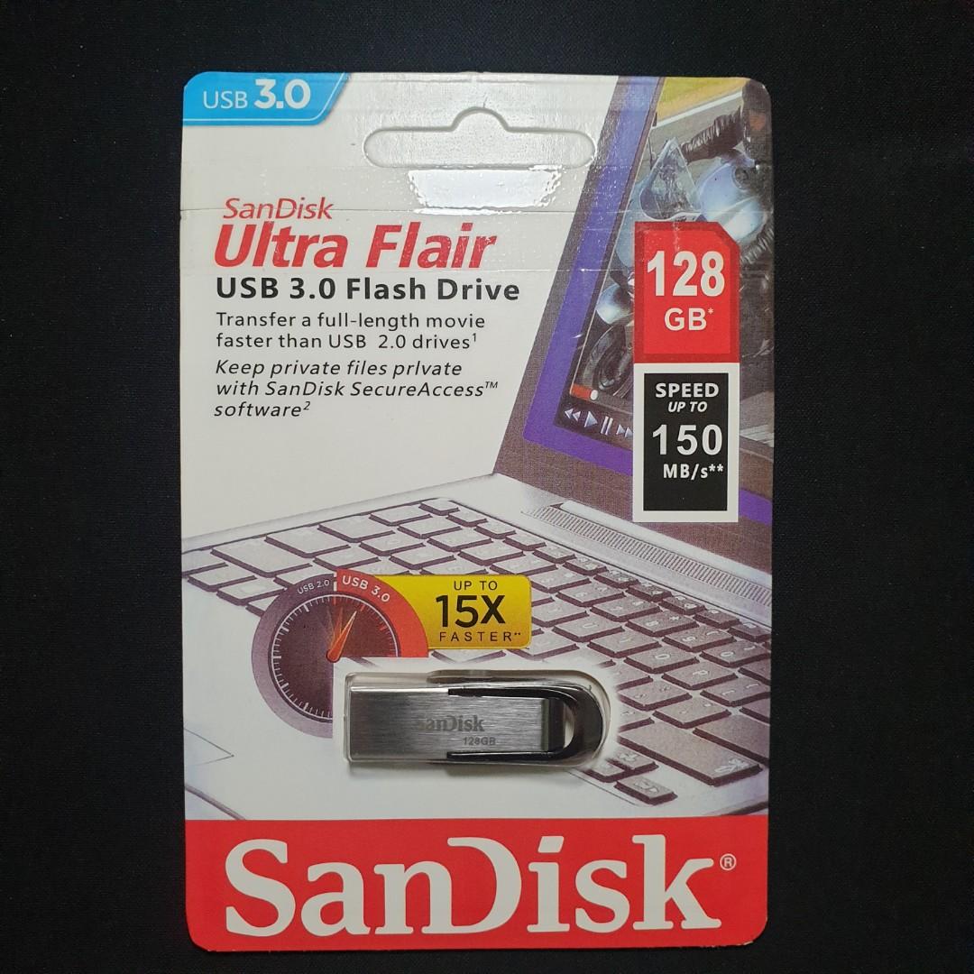 SanDisk Ultra Flair 128GB USB 3.0 Flash Drive (New) - computer