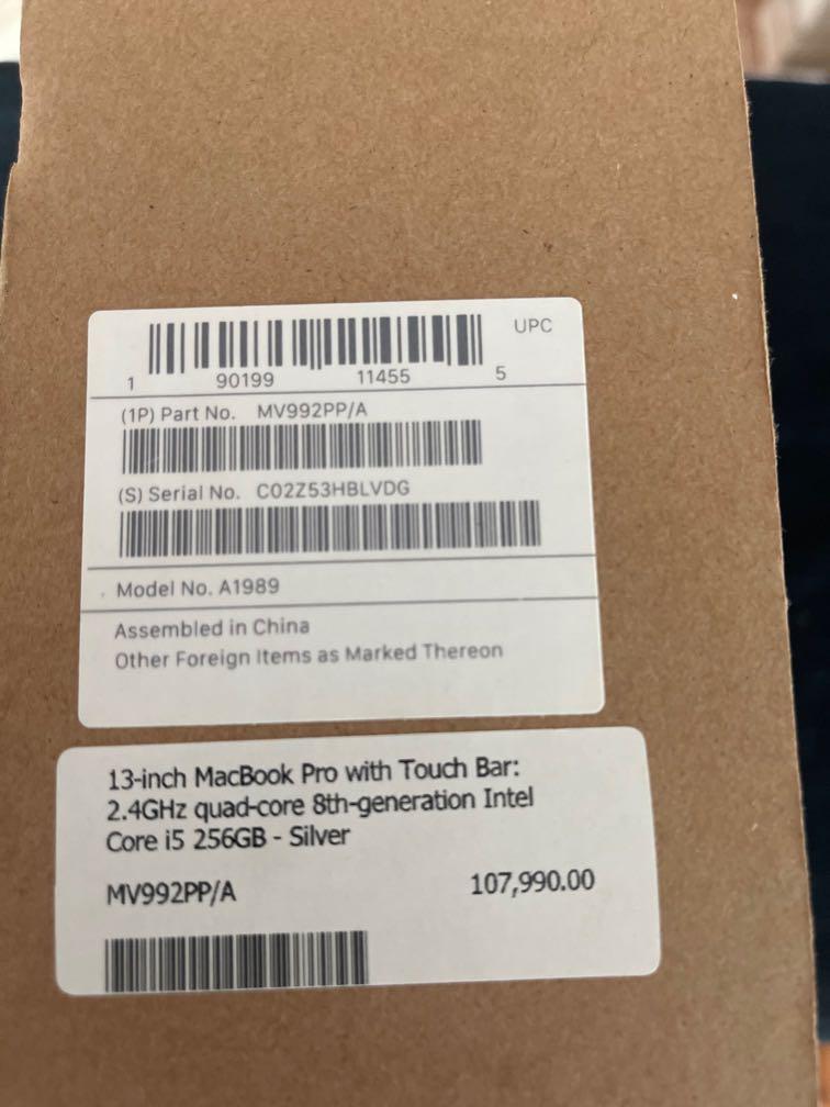 Best offer Sealed apple laptop computers tablet 13 inch macbook pro (Category: Laptops & Notebooks) located in Mandaluyong City. Submitted by disney101618 (Listing ID 1093097206, Image 1). Description: This is sealed not ope yet 13 inch macbook pro with touch bar 2.4 ghz quad core 6th gen interl core i5 256 GB. Silver.
