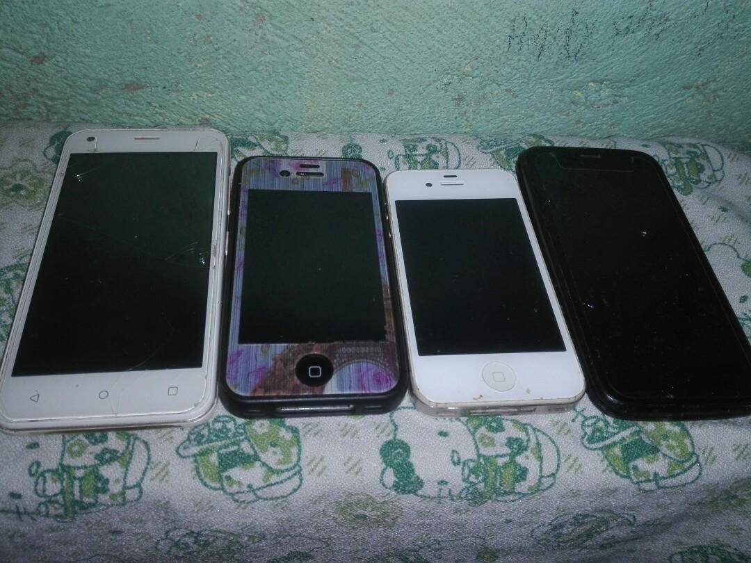 Take all defective cellphone (Category: Android Others) located in Pasig City. Submitted by gavepsalmstuff (Listing ID 1076534301, Image 1). Description: please make reading a habit 1. motorola - bigla na lang nagba black out. sira sim slot. pang wifi na lang pag naayos yung sira. ganda ng cam nito. super linaw. ang hirap na iopen.😢 2. iPhone 4 - black na lang screen. bukod pa dun sa sira nya sa upper part. sira din sim tray, di na natatanggal. 