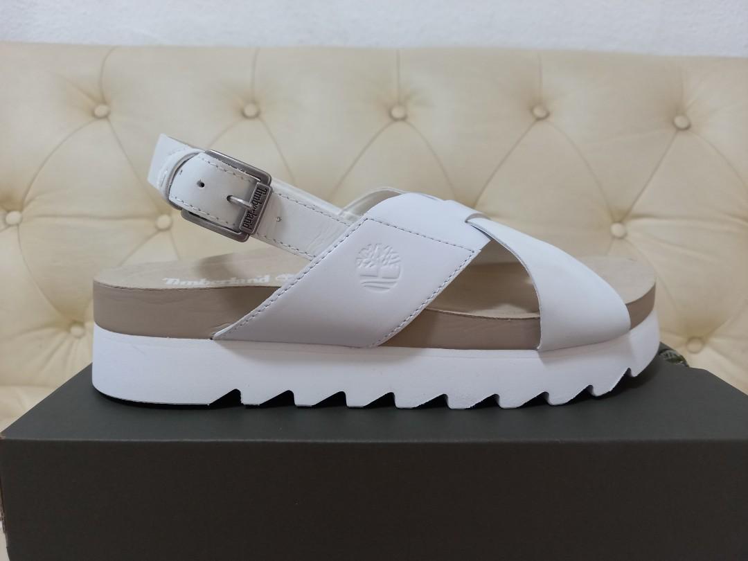 Timberland Sandals in White, Women's Fashion, Footwear, Sandals on