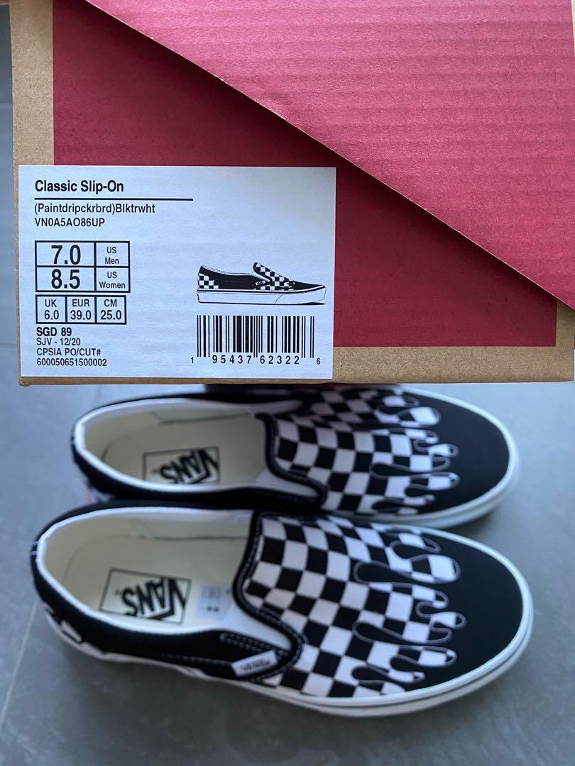 Vans Paint drip checkerboard classic slip on