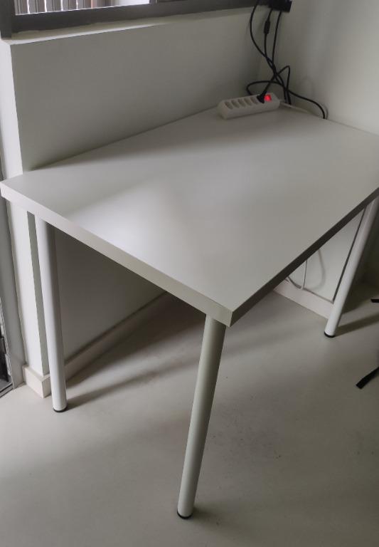 LINNMON / ADILS - Desk, white stained oak effect/black, 100x60 cm