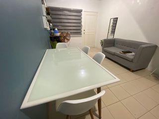 White Dining set from Australia glass top metal frame White Dining set from Australia glass top metal frame