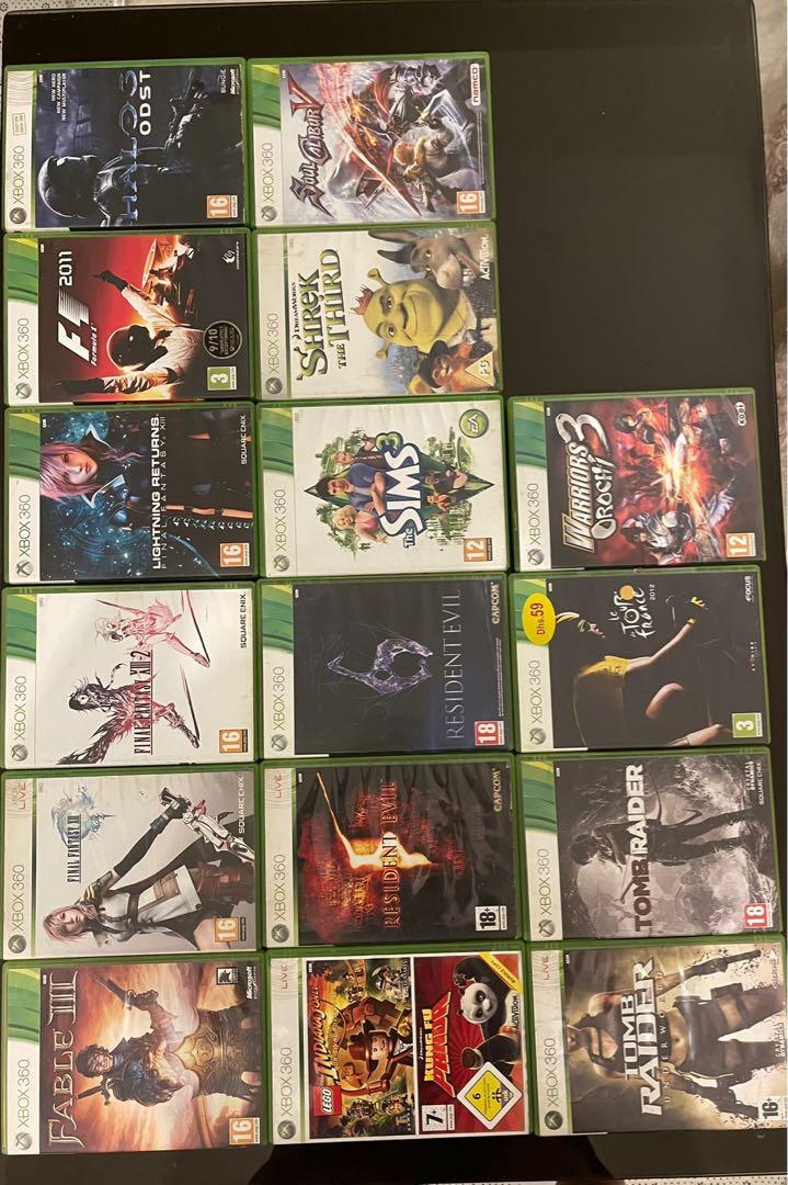 Xbox 360 games (400 each) (Category: Xbox) located in Paranaque City. Submitted by j.garcia (Listing ID 1092678293, Image 1). Description: - Final Fantasy 13-2 (SOLD) - Final Fantasy 13 (SOLD) - Final Fantasy - Lightning Returns (SOLD) - Tomb Raider (SOLD) - Tomb Raider Underworld - Resident Evil 6 - Resident Evil 5 - Halo 3 ODST - Sims 3 - Warriors Orochi 3 - Soul Calibur 5 - F1 2011 (SOLD) - Le Tour De France 2012 - Fable 3 - Shrek The Third .