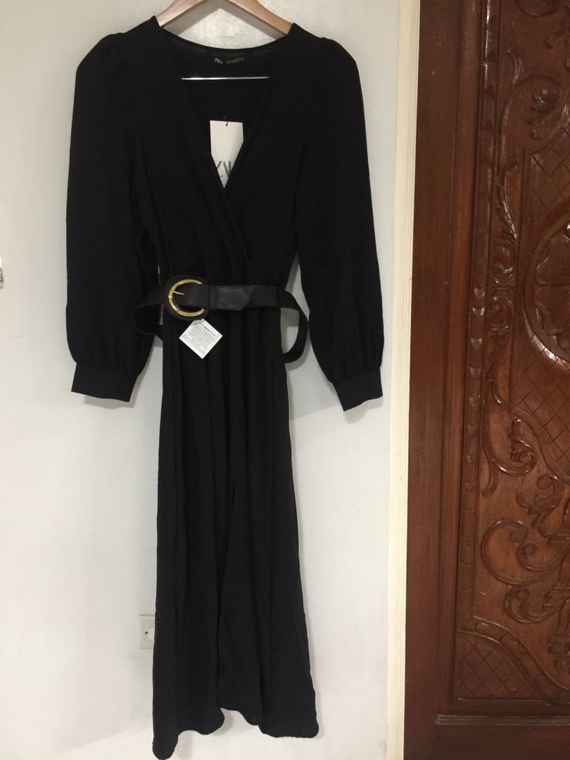Zara black dress with sale belt