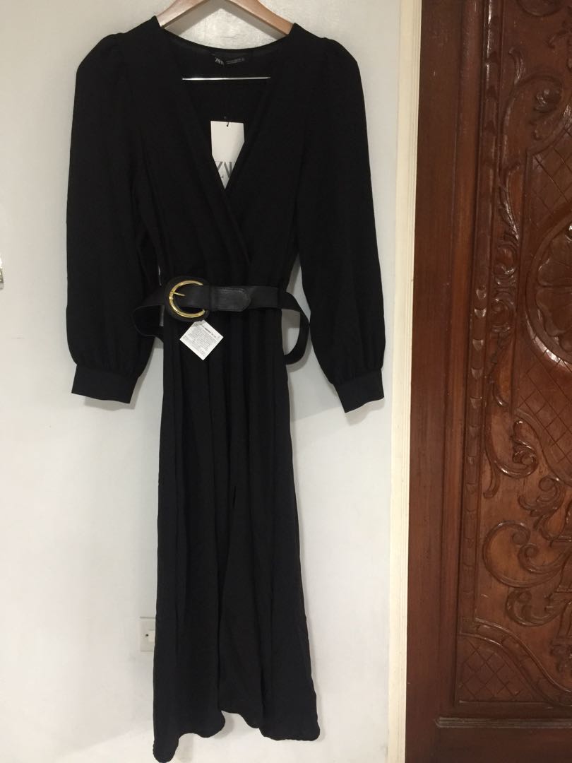 Zara Midi Dress With Belt, Women'S Fashion, Dresses & Sets, Dresses On  Carousell