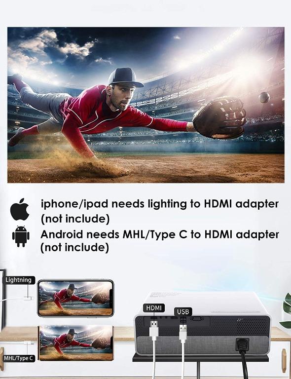 10723) ELEPHAS Projector Q9 Native 1080P HD Video Projector Support 2K ...