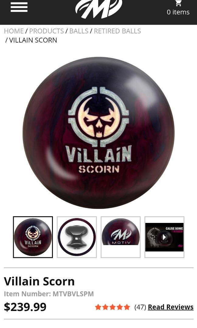 15lbs Motiv Villain Scorn Bowling Ball 2nd Drill, Sports Equipment