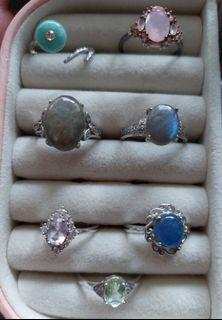 925 silver semi precious stone rings adjustable
